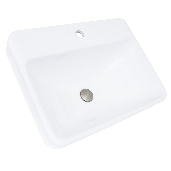 23 Inch 1-hole Rectangular Drop-In Ceramic Vanity Sink